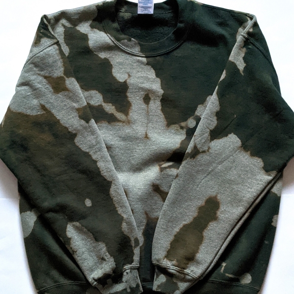Tops - Forest Green Reverse Tie Dye Crewneck Sweatshirt